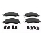 Set of four premium black ceramic brake pads with metal clips for BYD vehicle braking system.