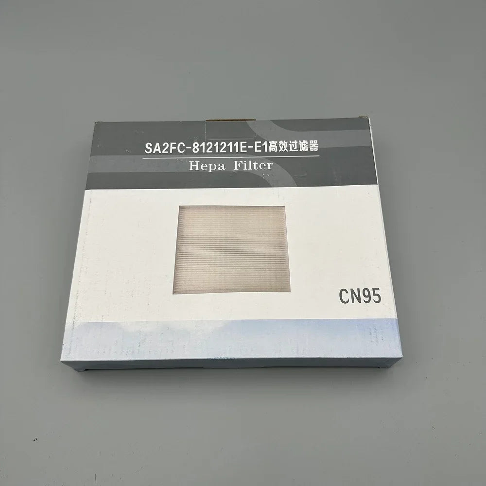 White Hepa Filter box featuring SA2FC-8121211E-E1 high-efficiency pleated filter design.