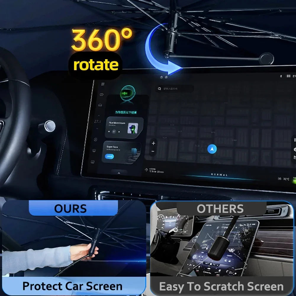 360° rotating black car screen protector designed to prevent scratches on vehicle displays.
