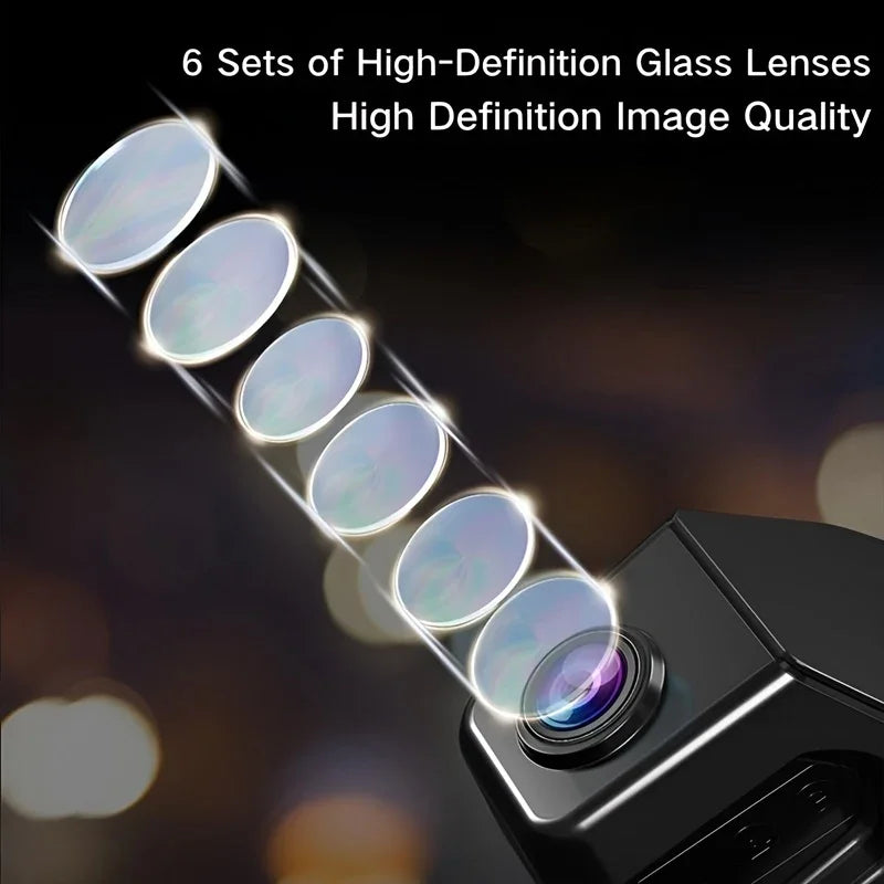 Six sets of high-definition clear glass lenses for a professional black car dash cam.