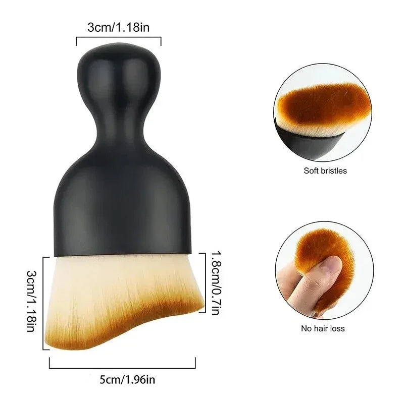 Professional detailing brush with soft brown bristles and a matte black ergonomic handle.
