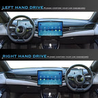 Comparison of BYD car dashboard layouts for left-hand drive and right-hand drive configurations.
