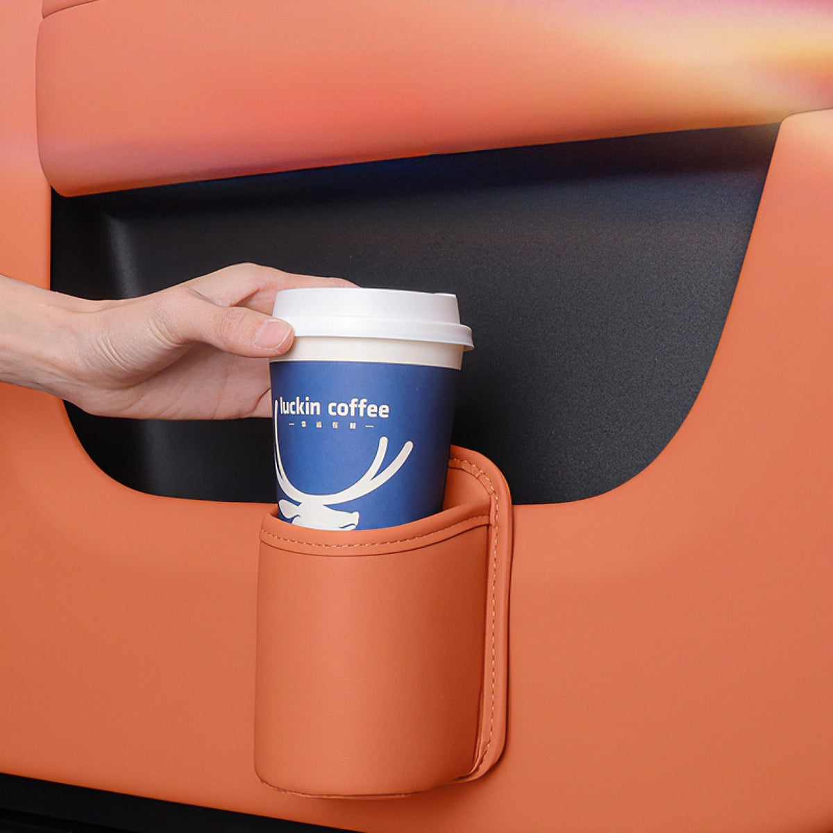 Car Cup Holder for BYD - Eco-Friendly Leather, No-Damage Install AUTOEVEX