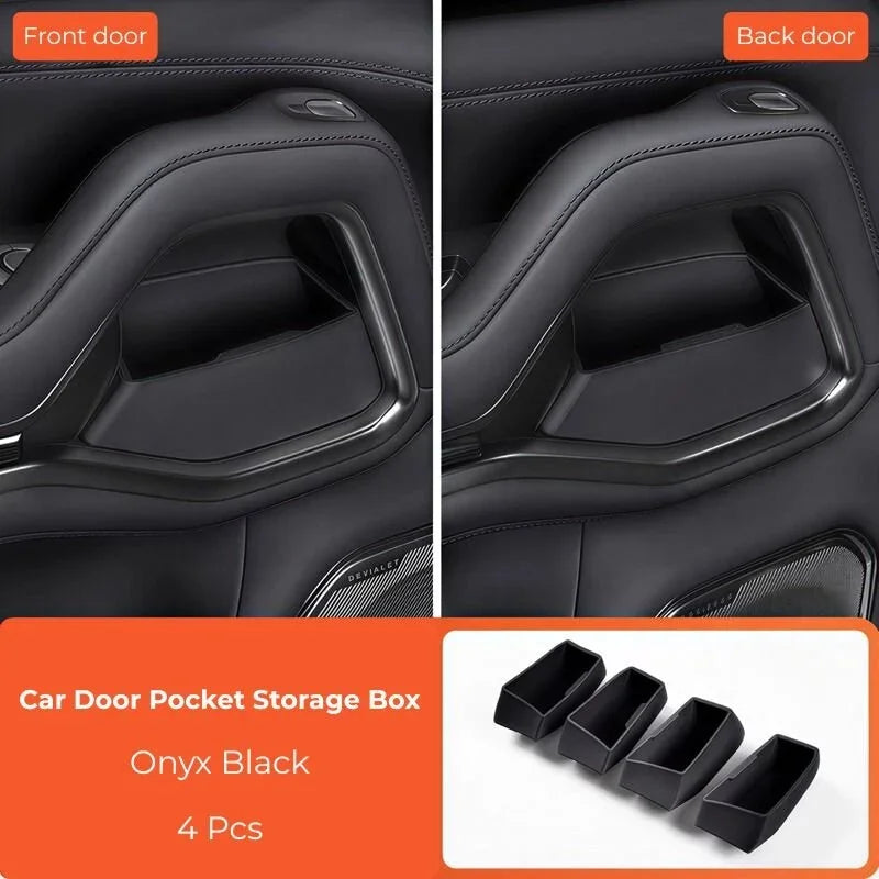 Set of 4 Onyx Black car door pocket storage boxes for interior organization.