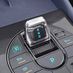 Crystal clear transparent gear shifter knob with glowing RND indicator for BYD interior.