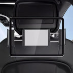 Silver metal headrest tablet holder with a black frame for BYD car interiors.