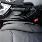 Black premium leather handbrake cover and matching seat upholstery for car interior protection.