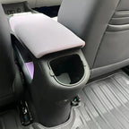 Light purple soft leather armrest cover with integrated cup holder for BYD car interior