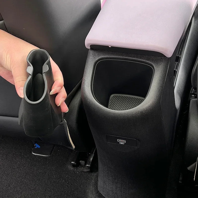 Black flexible silicone cup holder insert for BYD car center console