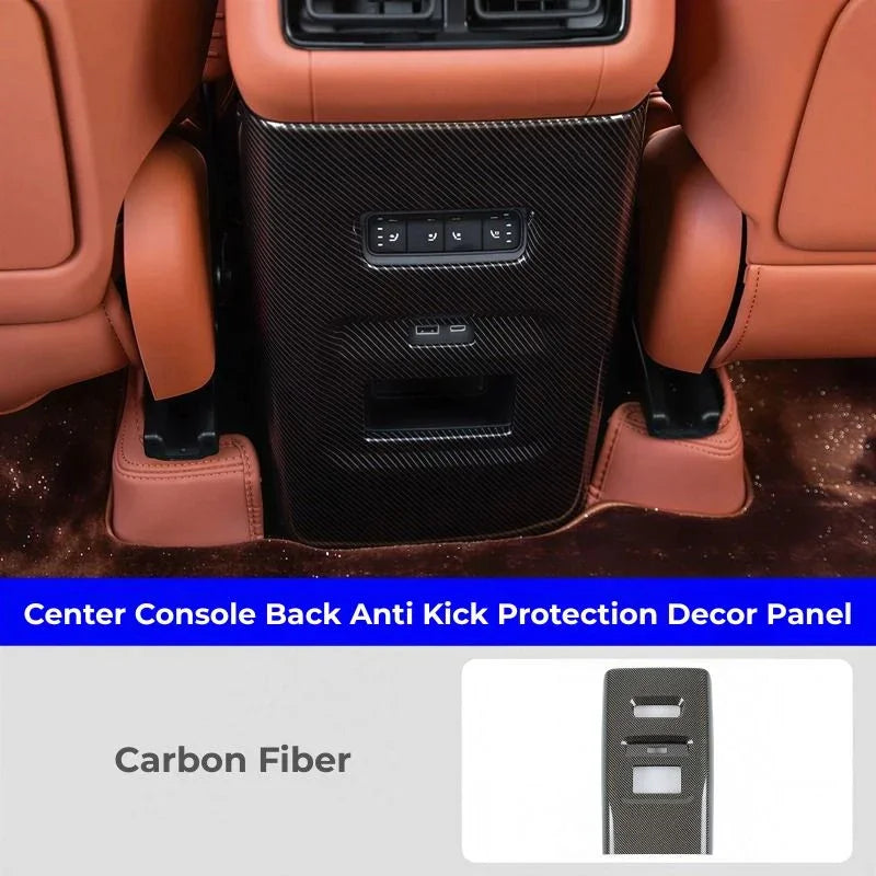 Carbon fiber center console back anti-kick protection decor panel for BYD car interior