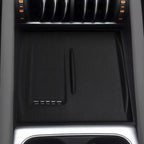 Black textured TPE center console tray for BYD, providing custom-fit protection.