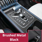 Brushed metal black car interior trim wrap for BYD vehicle consoles.