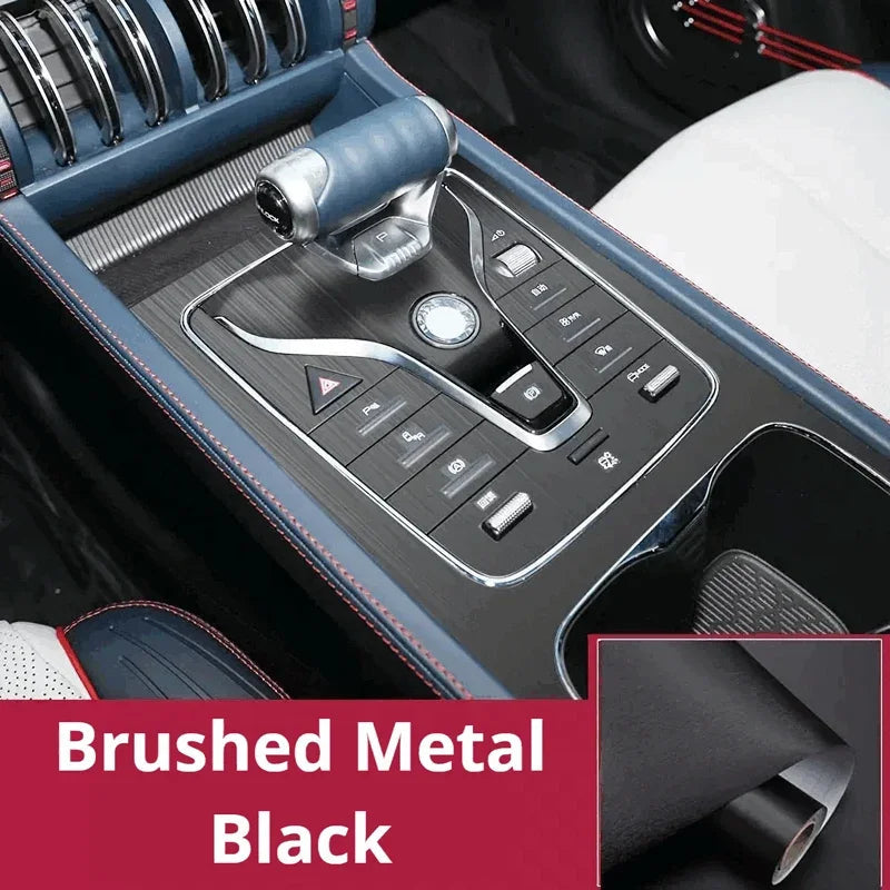 Brushed metal black car interior trim wrap for BYD vehicle consoles.
