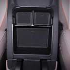 Black textured TPE car center console organizer tray for BYD interior protection.