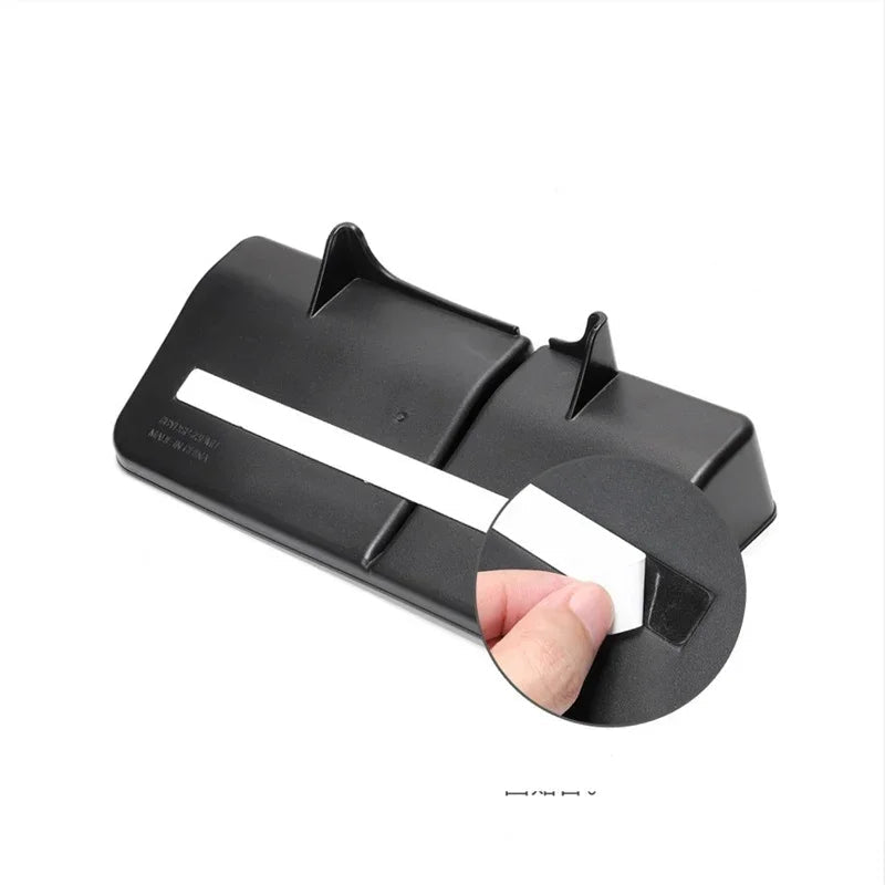 Professional black durable plastic BYD car accessory with strong white adhesive backing.