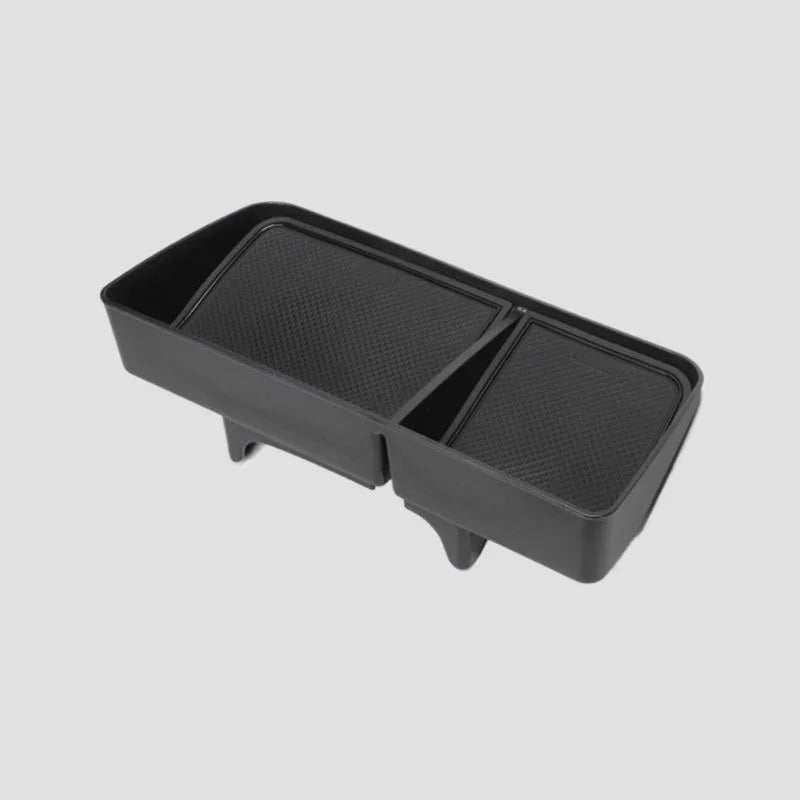 Professional black durable plastic center console organizer tray with dual compartments