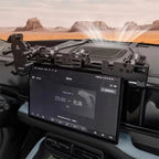 Black heavy-duty metal dashboard phone mount bracket for BYD vehicle interior.