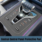 Black matte protective pad for car central control panel with precise cutouts.
