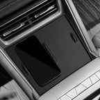 Black anti-slip silicone center console mat with textured pattern for BYD car interior protection.