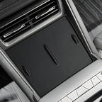 Black textured non-slip silicone center console mat for BYD vehicle interior protection.