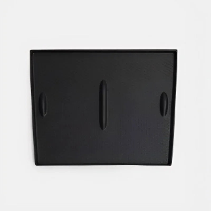 Black textured TPE car trunk mat with anti-slip raised edges for durable protection.