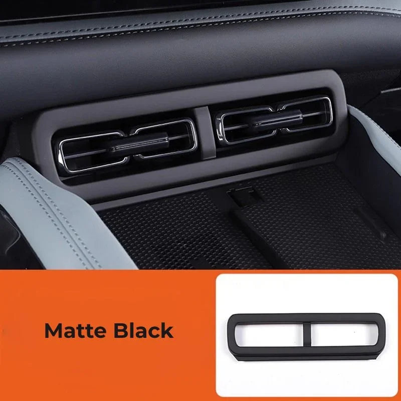 Matte black premium ABS plastic dashboard vent trim cover for BYD interior enhancement.