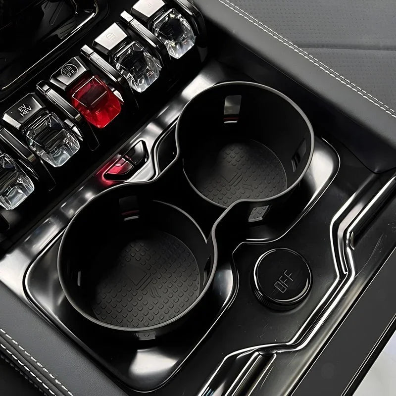 Black matte textured double cup holder accessory for car center console
