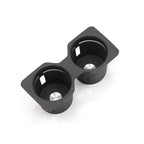 Professional black matte plastic dual car cup holder insert with silver base accents