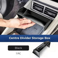 Black matte center divider storage box for car console to organize small items.