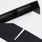 Black textured anti-slip silicone tray and organizer for car interior protection.