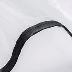 Black textured faux leather trim on a clear waterproof protective material.