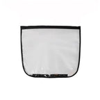 Clear transparent PVC seat back protector with durable black trim for car interior protection.