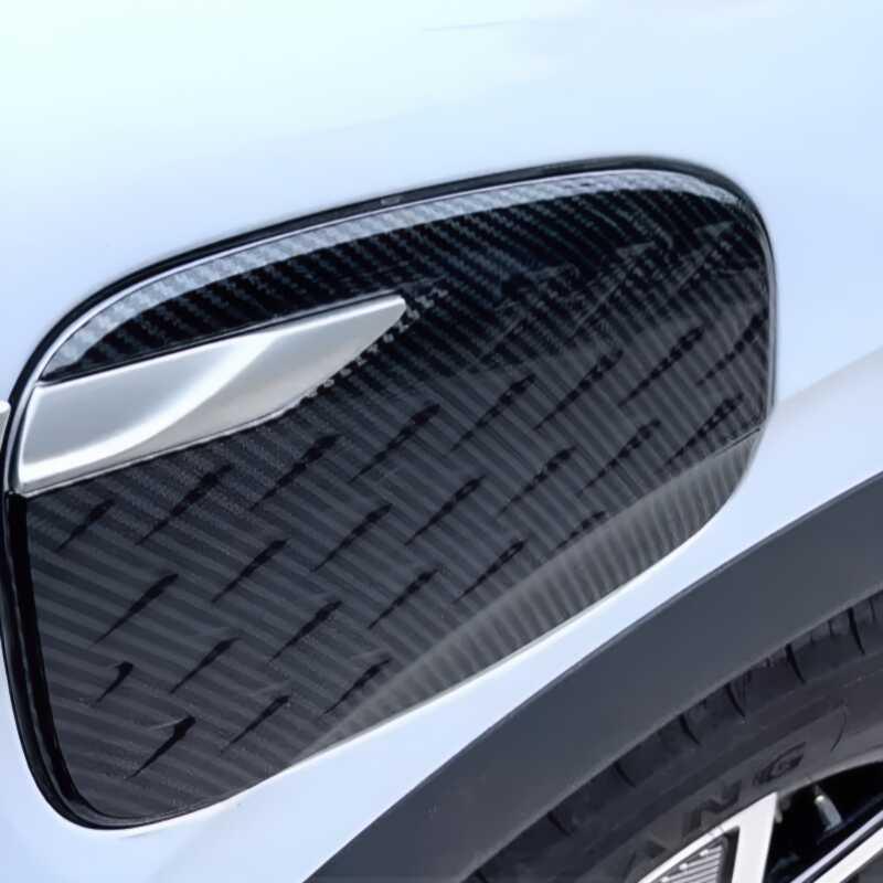Carbon fiber texture black door handle cover for BYD car protection.