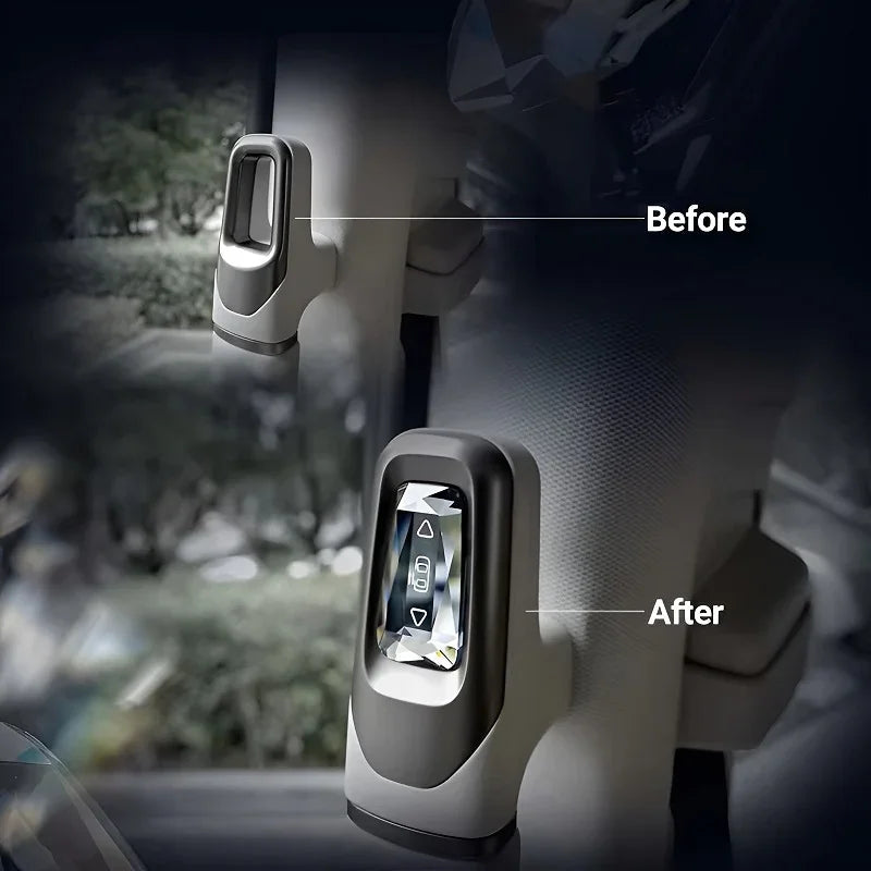 Upgraded black and silver car interior door handle cover accessory for enhanced style.
