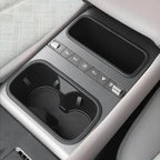 Grey matte finish center console organizer with cupholders and control buttons for BYD.