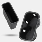 Black matte ABS plastic car center console organizer tray for BYD aftermarket storage.