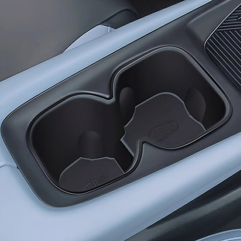 Professional matte black center console cup holder liners for BYD interior protection