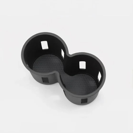 Black matte dual-compartment car organizer tray made of durable high-quality plastic.