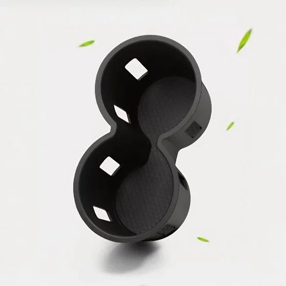 Dual-compartment matte black silicone car cup holder organizer for BYD accessories.