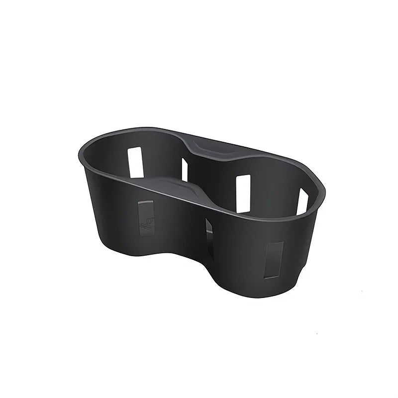 Black matte durable plastic car organizer tray with ergonomic contoured design