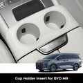 White premium leather cup holder inserts for BYD M9 center console