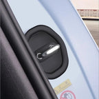 Black matte protective door latch cover for BYD car door, made of durable high-quality material.