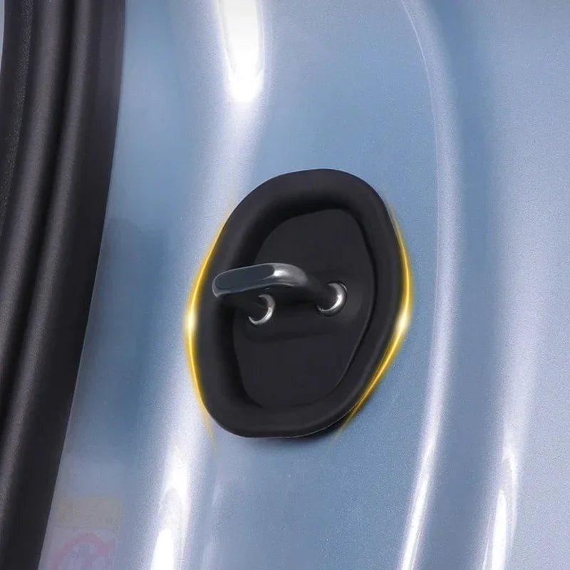 Black matte protective door lock cover for BYD car door handles.
