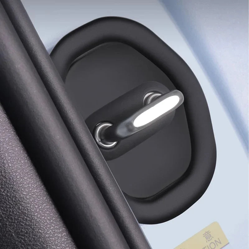 Black matte protective door sill guard made of durable rubber for car door edge protection.