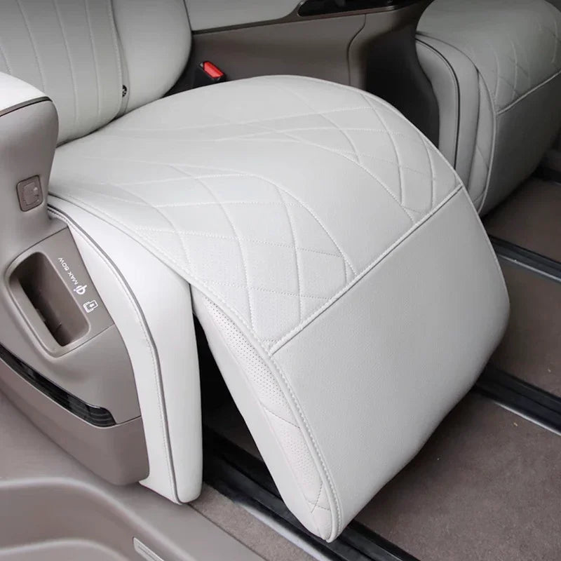 Light grey quilted faux leather car seat cover for BYD aftermarket protection.