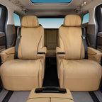 Luxury tan leather car seat covers with diamond stitching for a premium interior look
