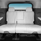 White diamond-stitched leather aftermarket car seat covers for rear seats