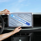 Clear TPU protective screen cover for BYD dashboard display with easy press and slide installation.