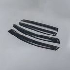 Set of four glossy black plastic car window rain guards and wind deflectors