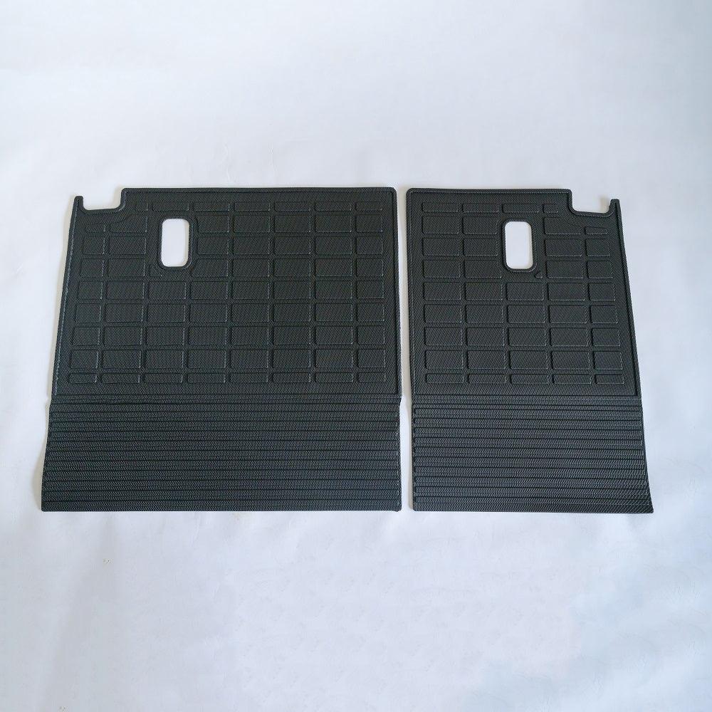 Black heavy-duty TPE car floor mats with a textured anti-slip grid pattern.